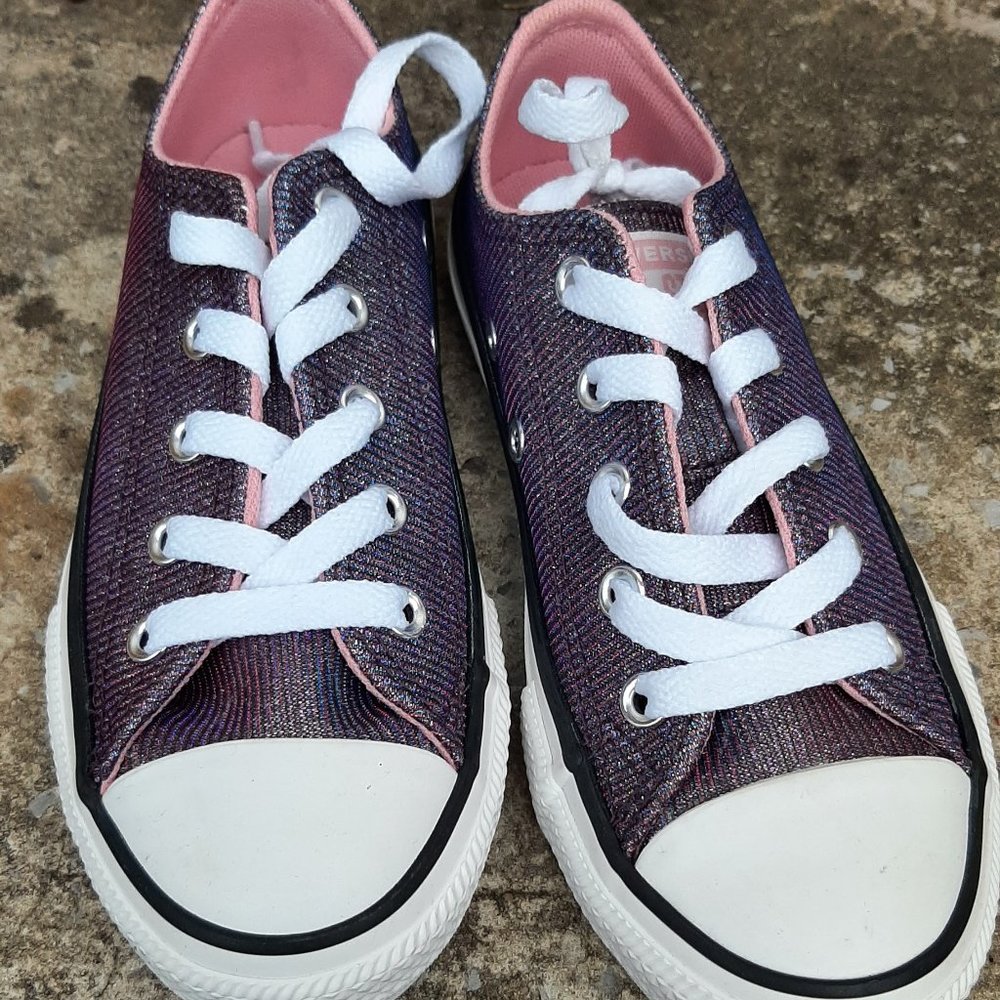 Converse purple glitter toddler girl shoes size 12 (New without box)